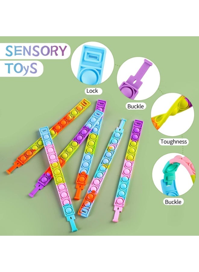 24 Pack Pop Bracelet Bubble Fidget Toys for Party Favors, Hand Finger Silicone Wristband Bulk for Student Classroom Prizes, Goodie Bag Fillers Stuffers Birthday Gifts for Kid (Random Color) - Image 4